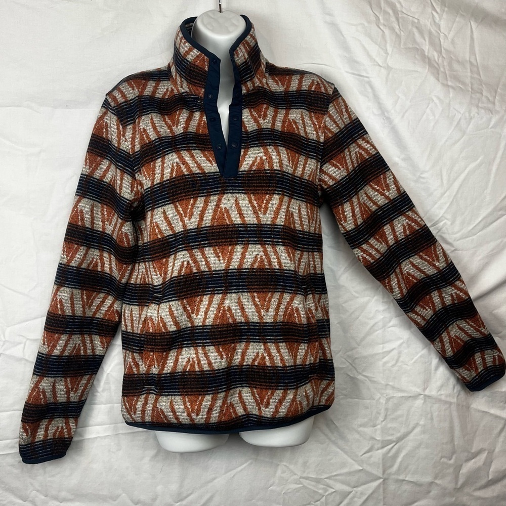 LL Bean men’s fleece pullover sweater jacket size small Aztec pattern